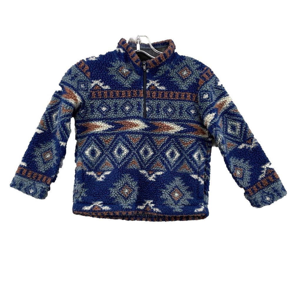 Wrangler Western‎ Sweater Youth Small Aztec Sherpa 1/ 4 Fleece Gorpcore Outdoor